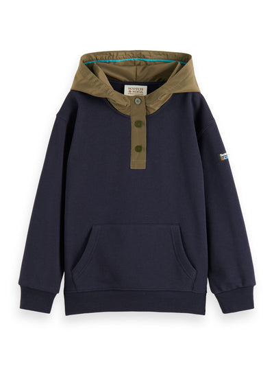 Hoodie With Nylon Contrast Details