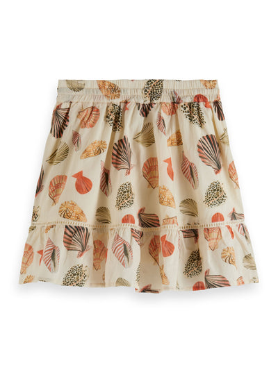 Allover Shells Printed Pom Pom Tape Skirt