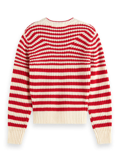 Girl Striped Pullover | Red/White