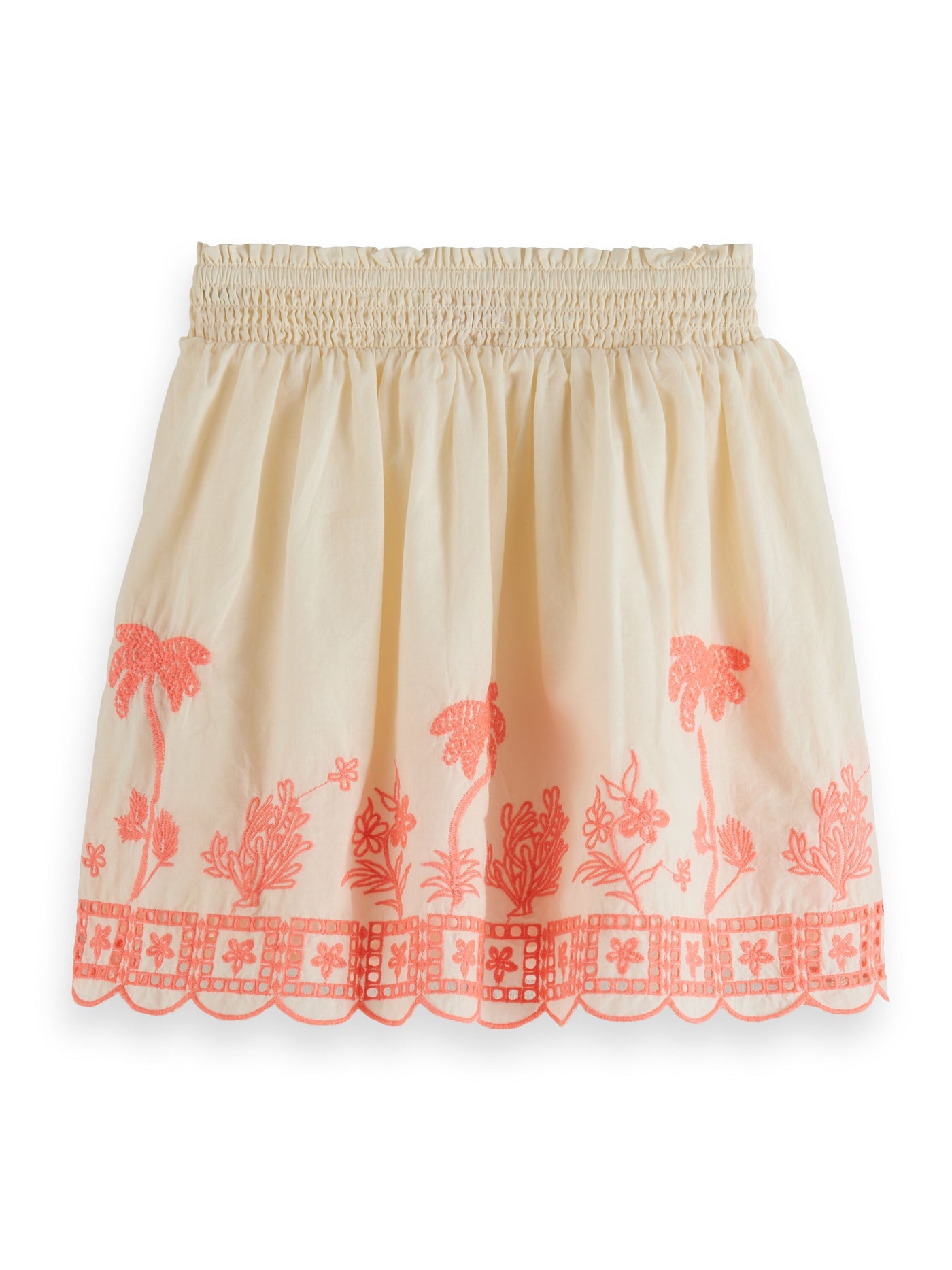 Girl Neon Embroidered Skirt | Ecru