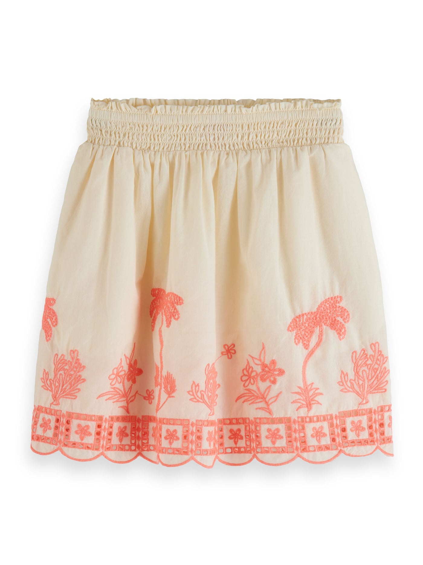 Girl Neon Embroidered Skirt | Ecru