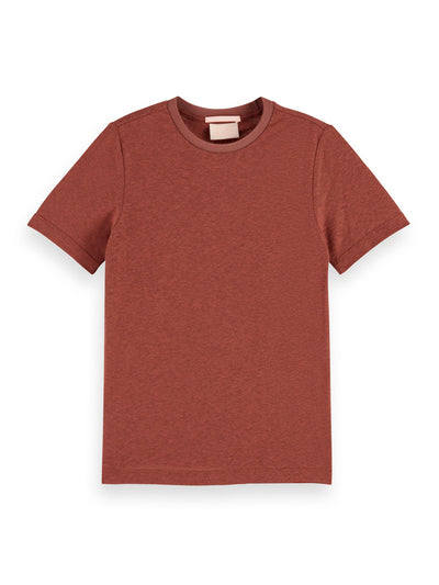 Slim-Fit Linen Blend T-Shirt | Terracotta