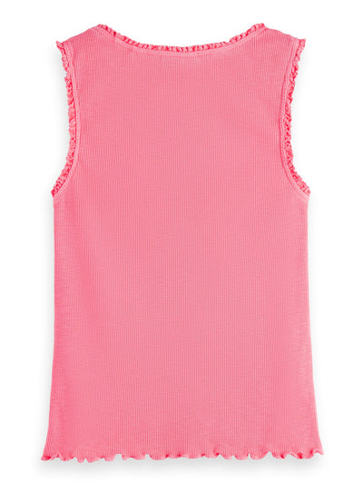 Girl Fitted Ribbed Tank Top | Neon Pink