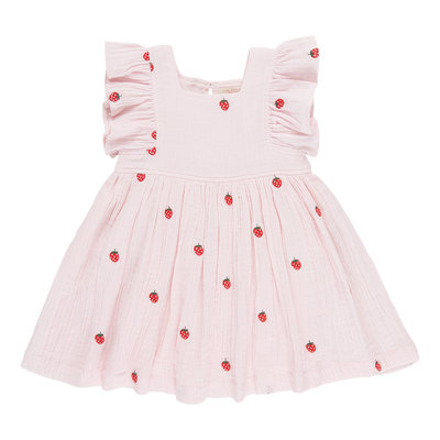 Elsie Dress | Strawberry Embroidery
