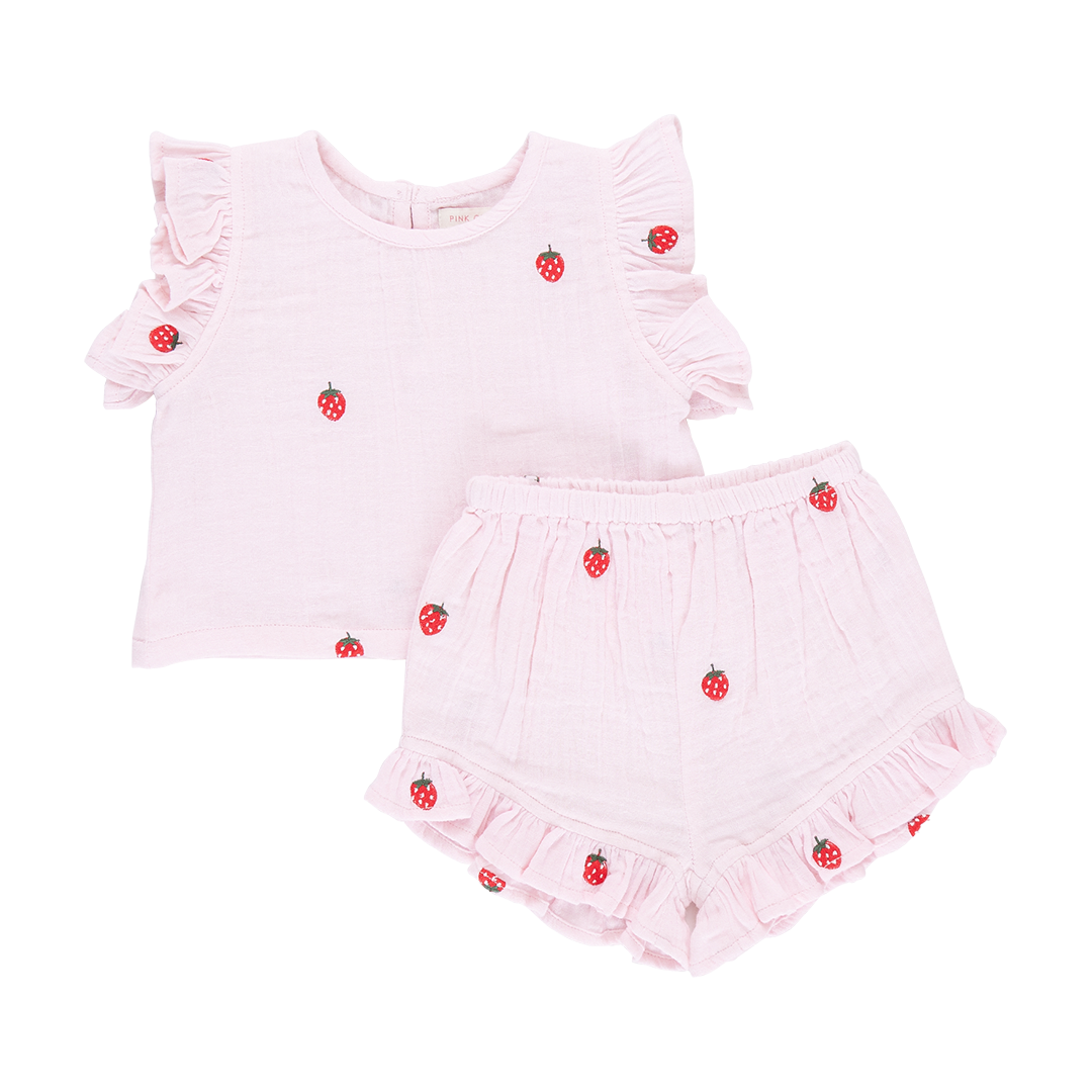 Roey 2-Piece Set | Strawberry Embroidery