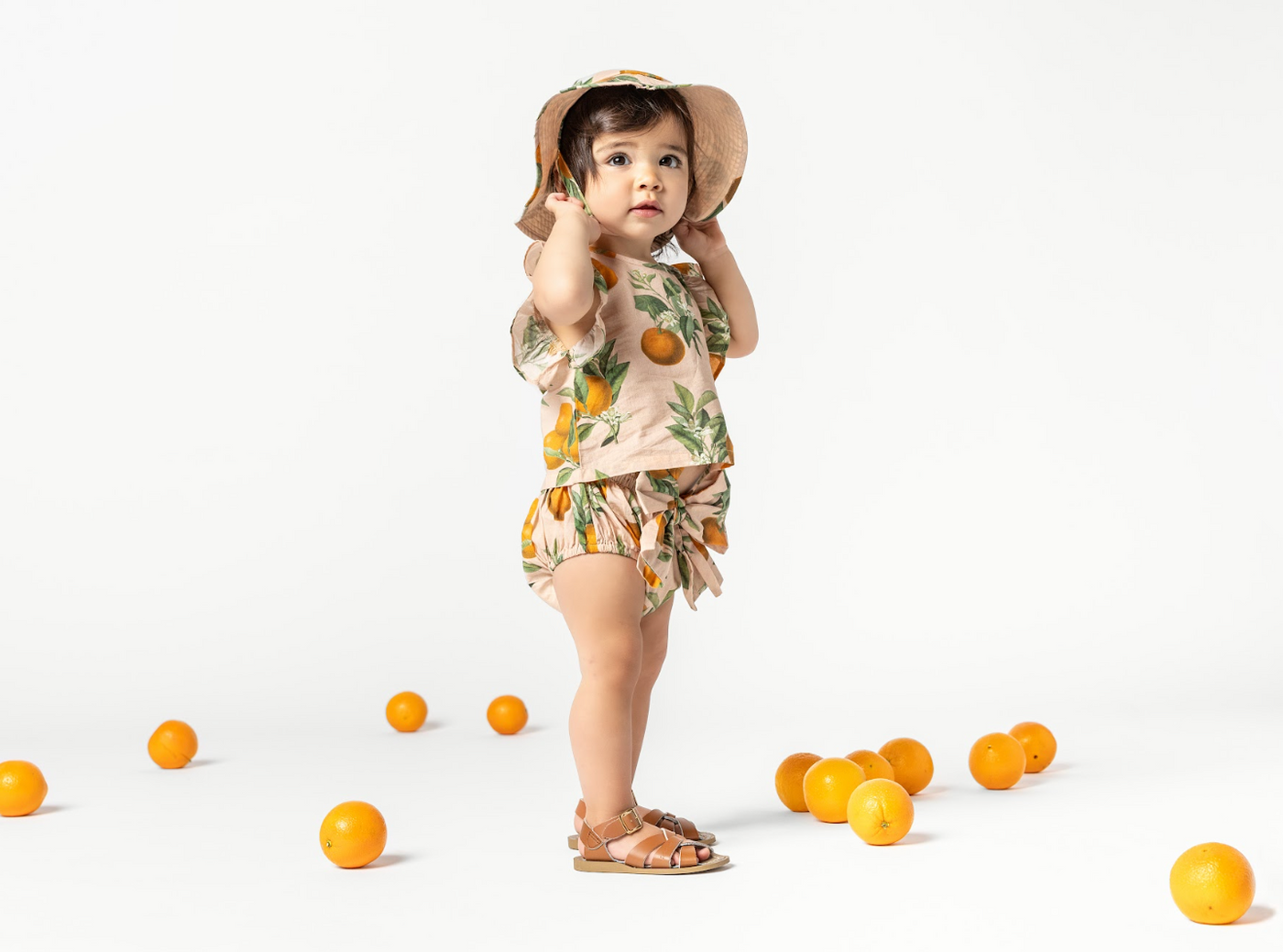Abigail 2-Piece Baby Set | Pink Botanicals Oranges