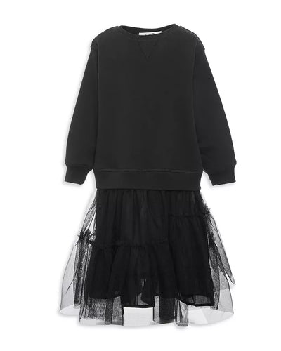 Rory Tulle Sweatshirt Dress | Black