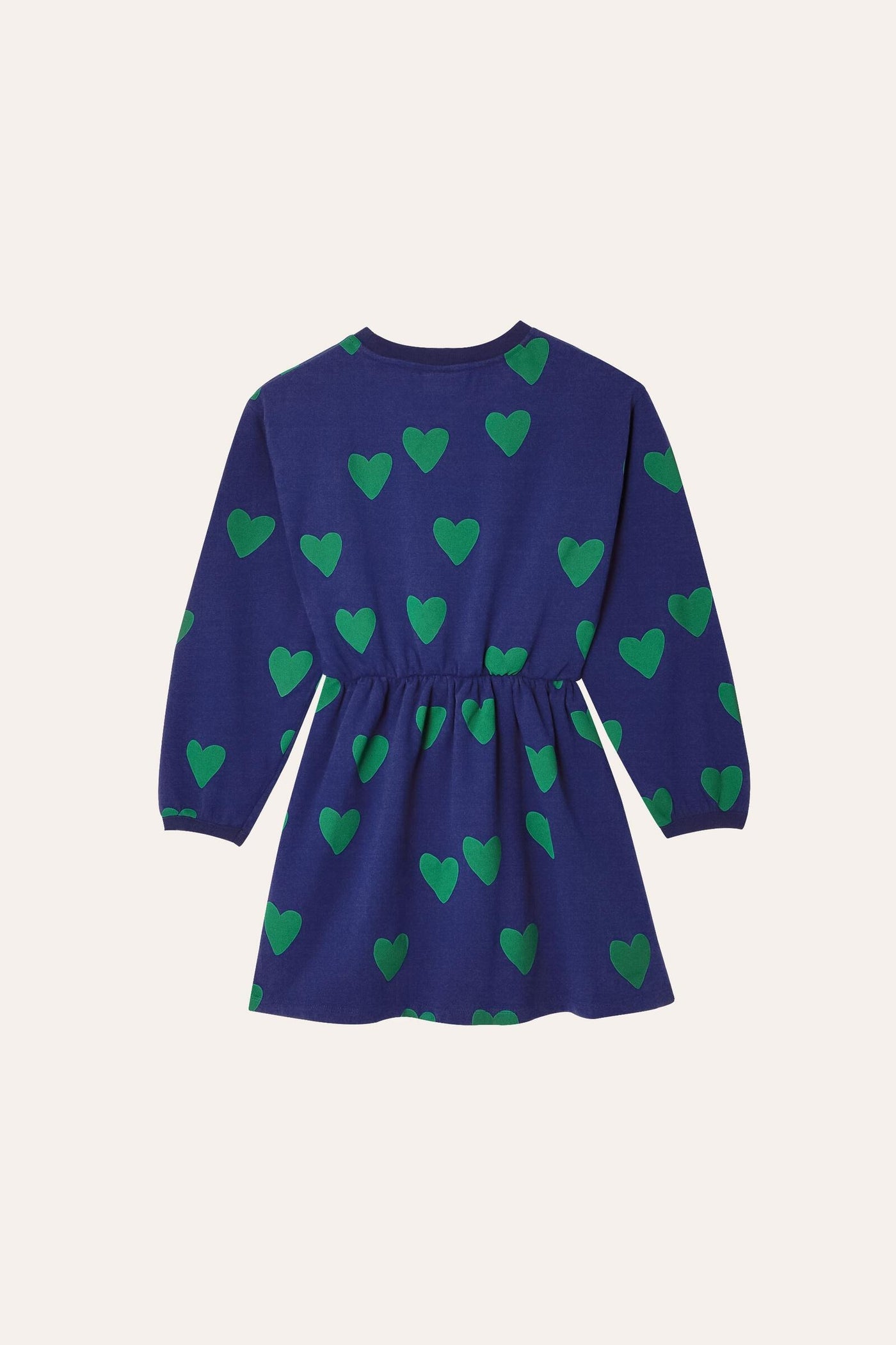 Green Hearts Long Sleeves Kids Dress