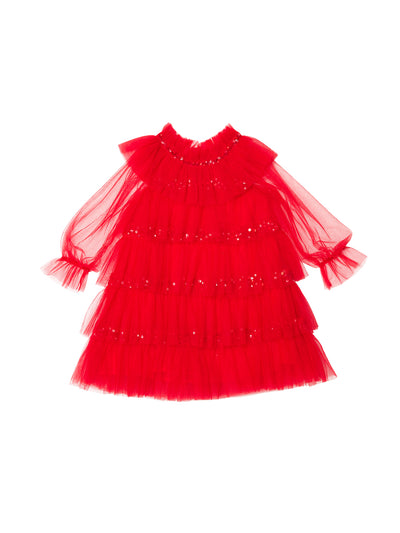 Bebe Luminous Tulle Dress |Pop Red