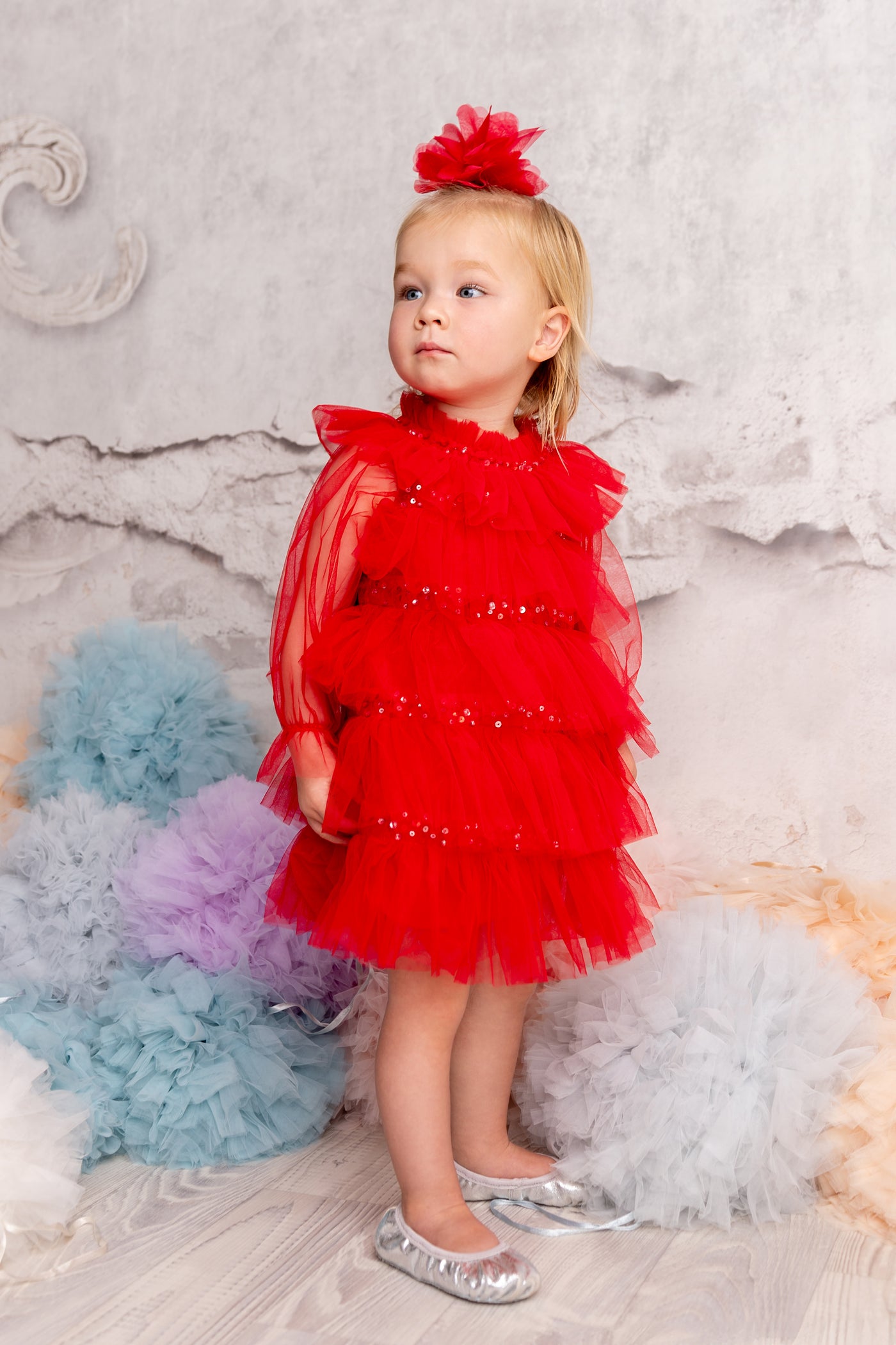 Bebe Luminous Tulle Dress |Pop Red