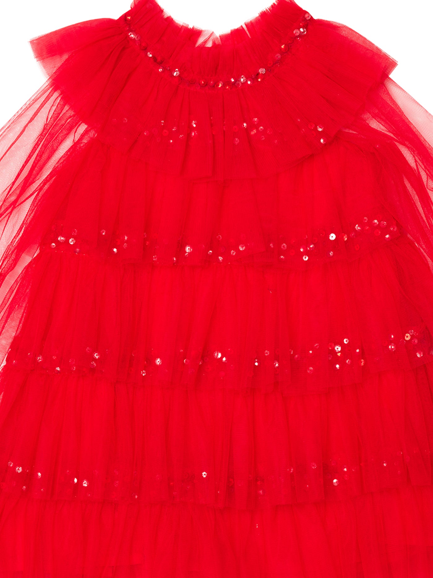 Bebe Luminous Tulle Dress |Pop Red