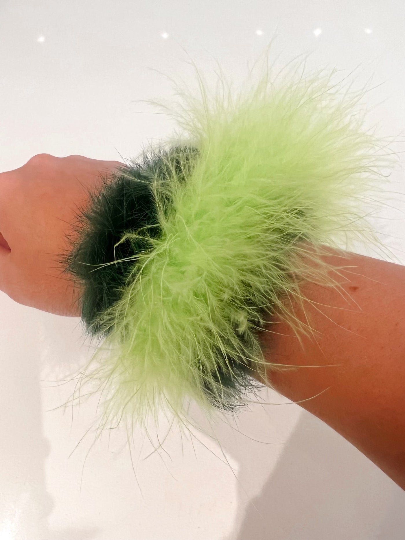 Fur Cuffs Set in Beryl/Chartreuse