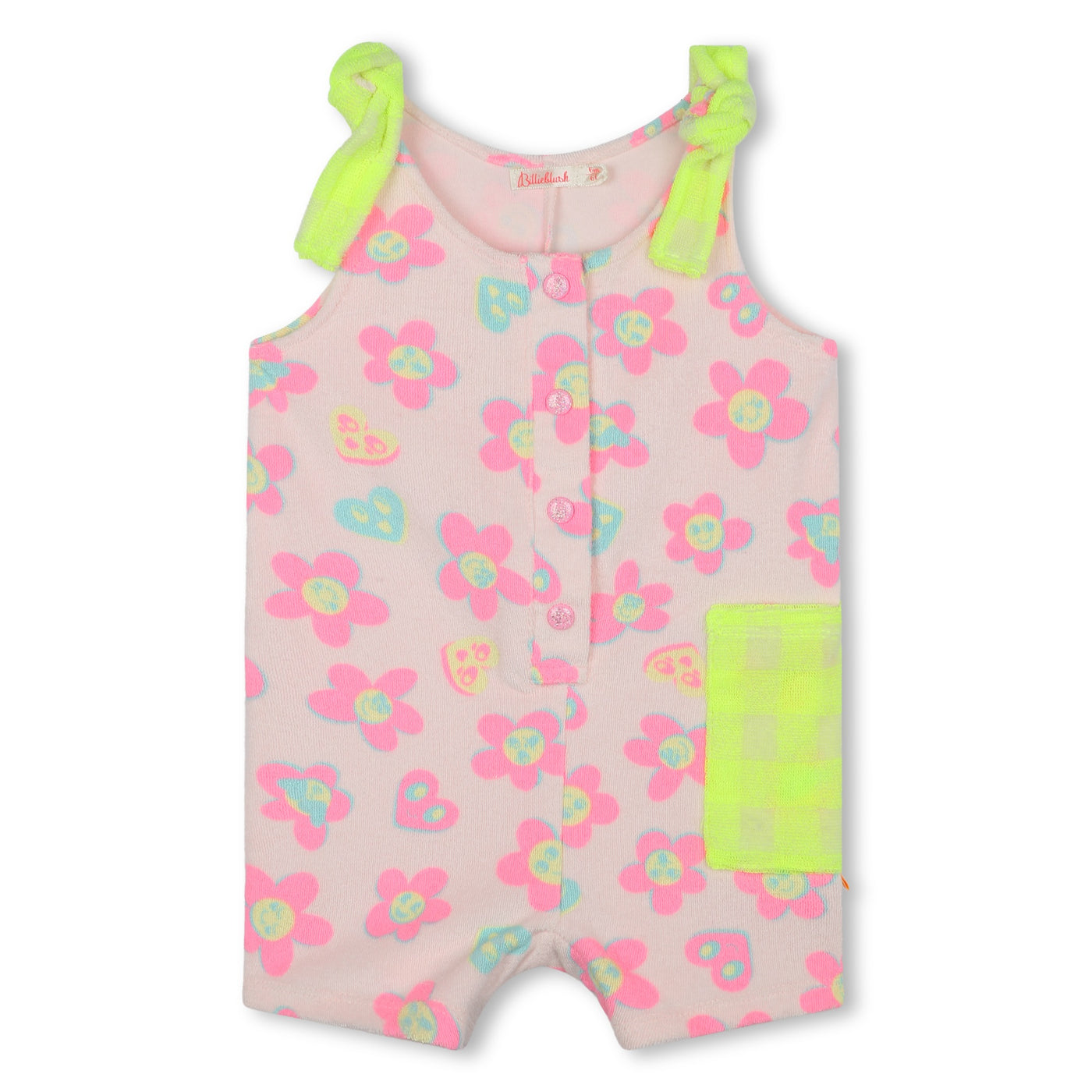 Baby Light Pink Allover Flowers Terry Romper