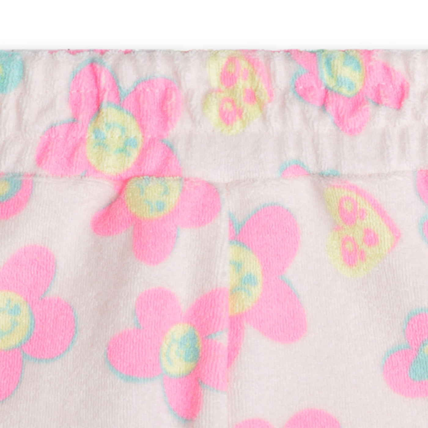 Baby Light Pink Allover Flower Terry Shorts