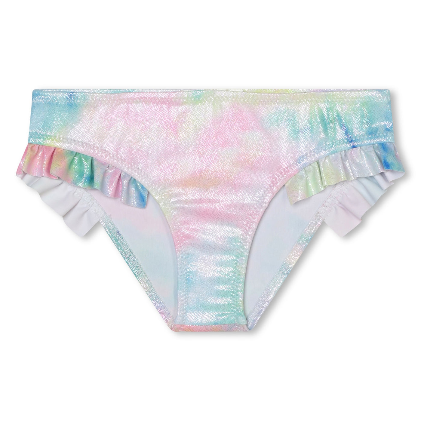 Watercolor Print Ruffle Trim Bikini