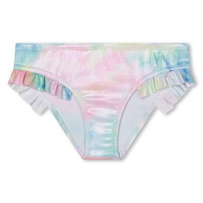 Watercolor Print Ruffle Trim Bikini