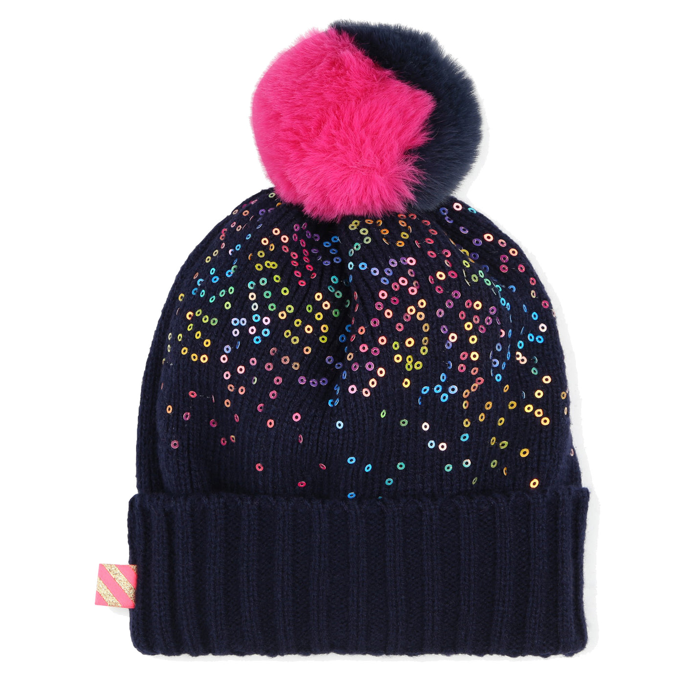 Pompom Beanie with Sequins | Indigo