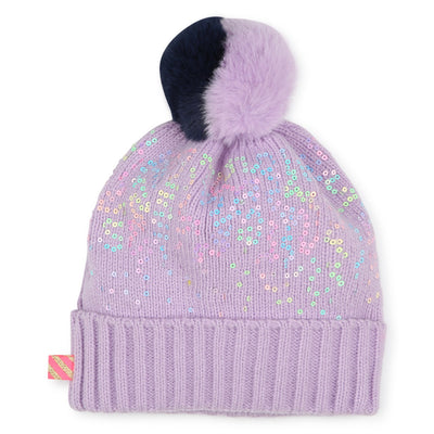 Pompom Beanie with Sequins | Lilac