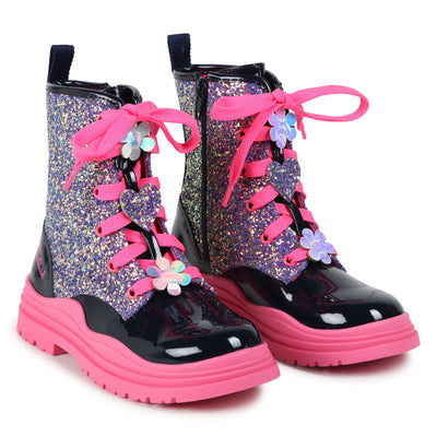 Glitter Boots with Flower Laces