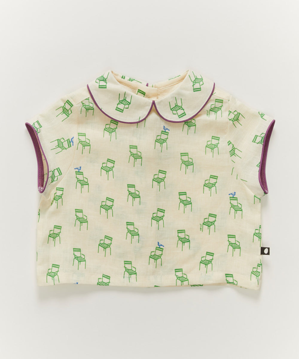 Cap Sleeve Shirt in Gardenia/Chair