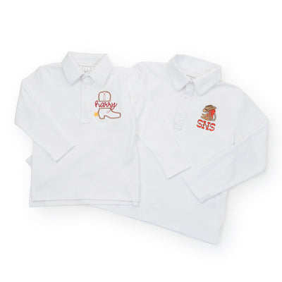 Finn Boys' Long Sleeve Polo - White