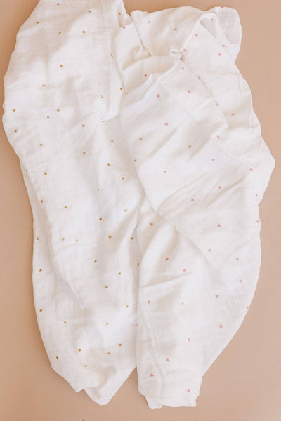 Pink Strawberry Organic Muslin Baby Swaddle Blanket