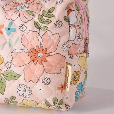 Bloom Floral Cosmetic Bag Quilted Makeup Bag - Toiletry Bag