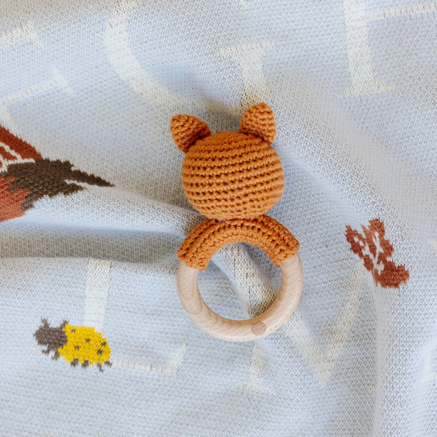 Teether Cotten Fox Crochet Baby Rattle