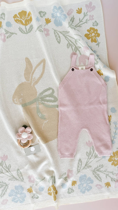 Pastel Bunny Organic Cotton Baby Blanket