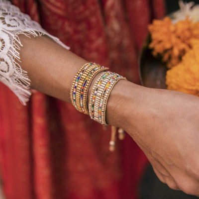 Darjeeling Beaded Bracelet | Silver