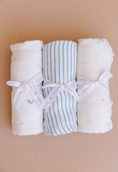 Nautical Ocean Organic Muslin Baby Swaddle Blanket