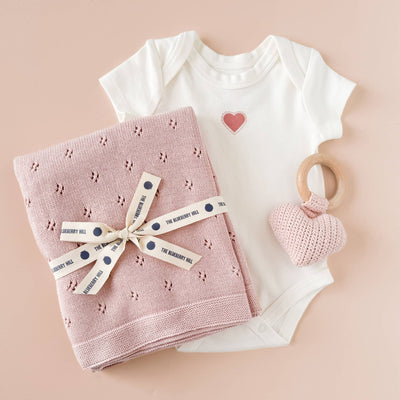 Heirloom Pique Blush Organic Cotton Baby Blanket