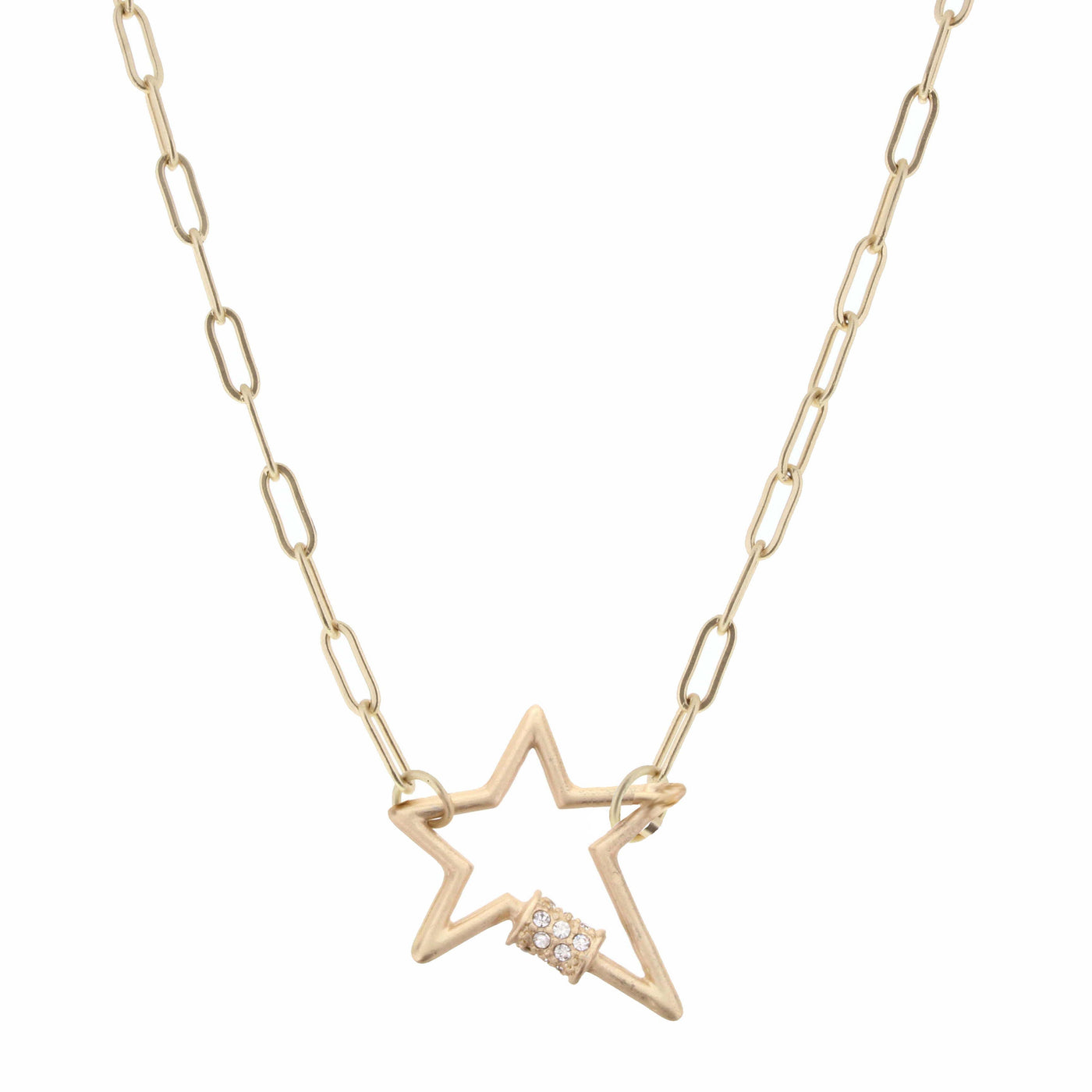 Matte Gold Star Carabiner Necklace