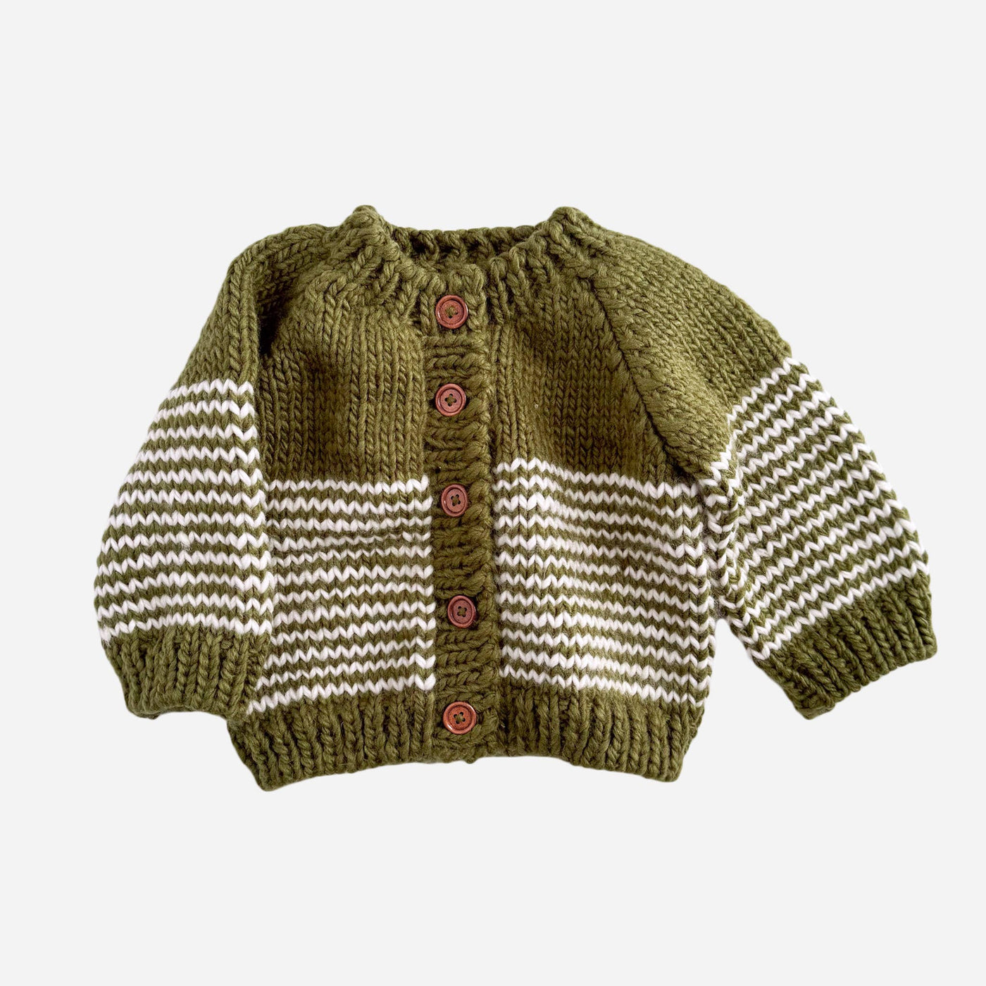 Stripe Cardigan Moss Baby Sweater