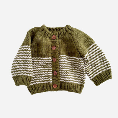 Stripe Cardigan Moss Baby Sweater
