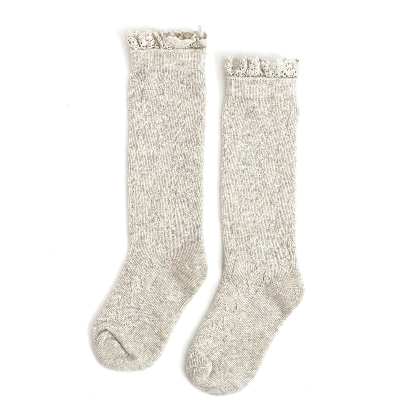 Lace Top Knee Highs | Heathered Ivory