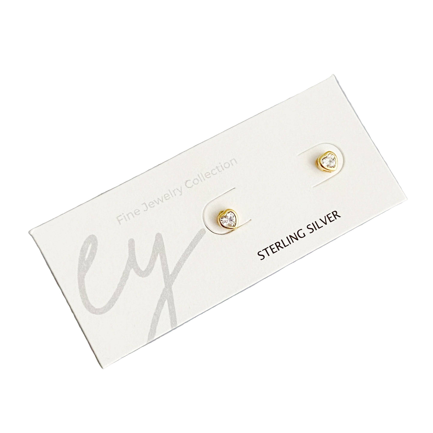 Tiny Shape Stud Sterling Silver Earrings | Sparkle Heart