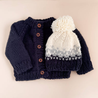Classic Cardigan Navy Baby Sweater