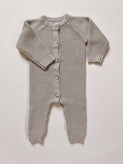Classic Purl Knit Jumpsuit and Booties | Heather Beige