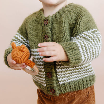 Stripe Cardigan Moss Baby Sweater