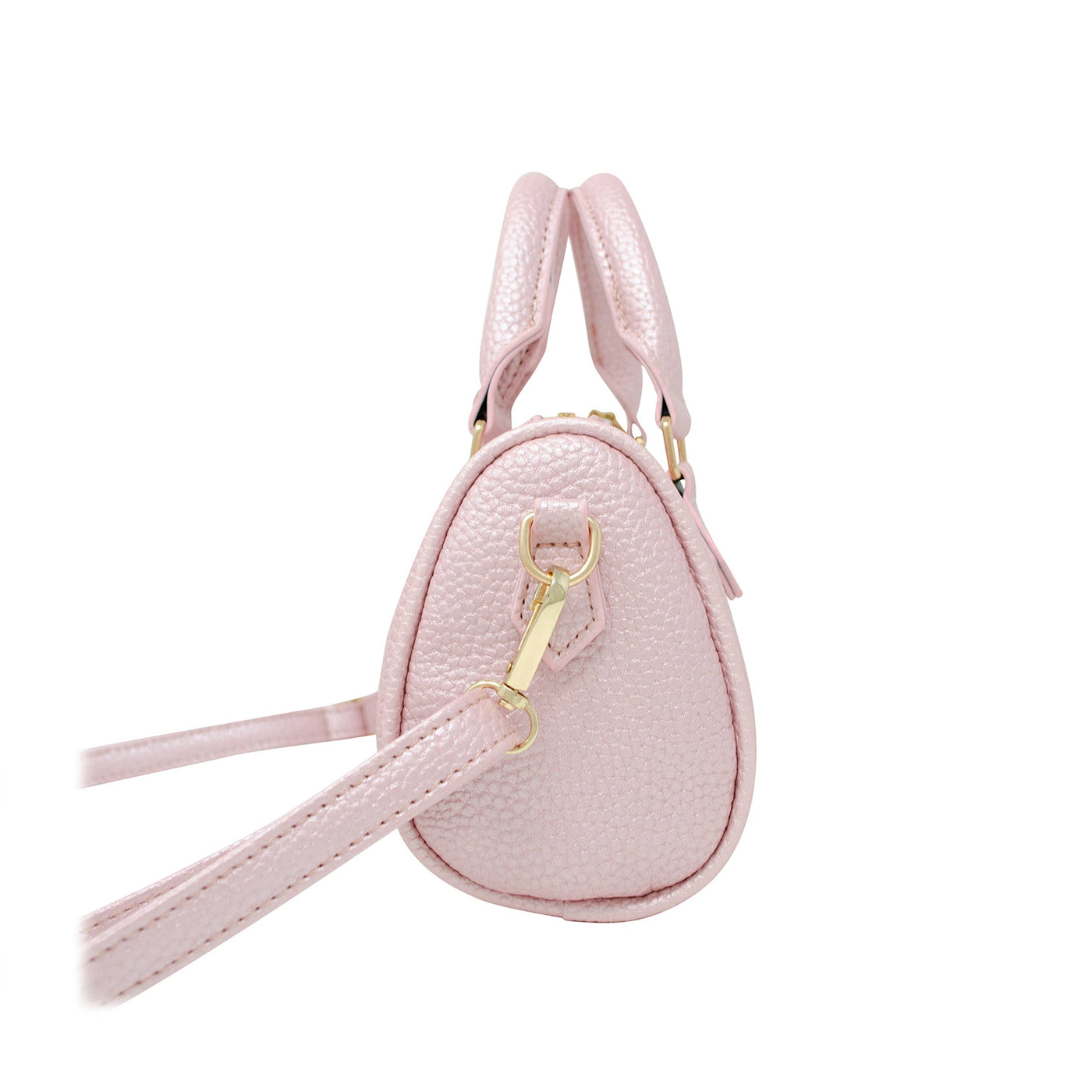 Leather Striped Duffle Handbag | Pink