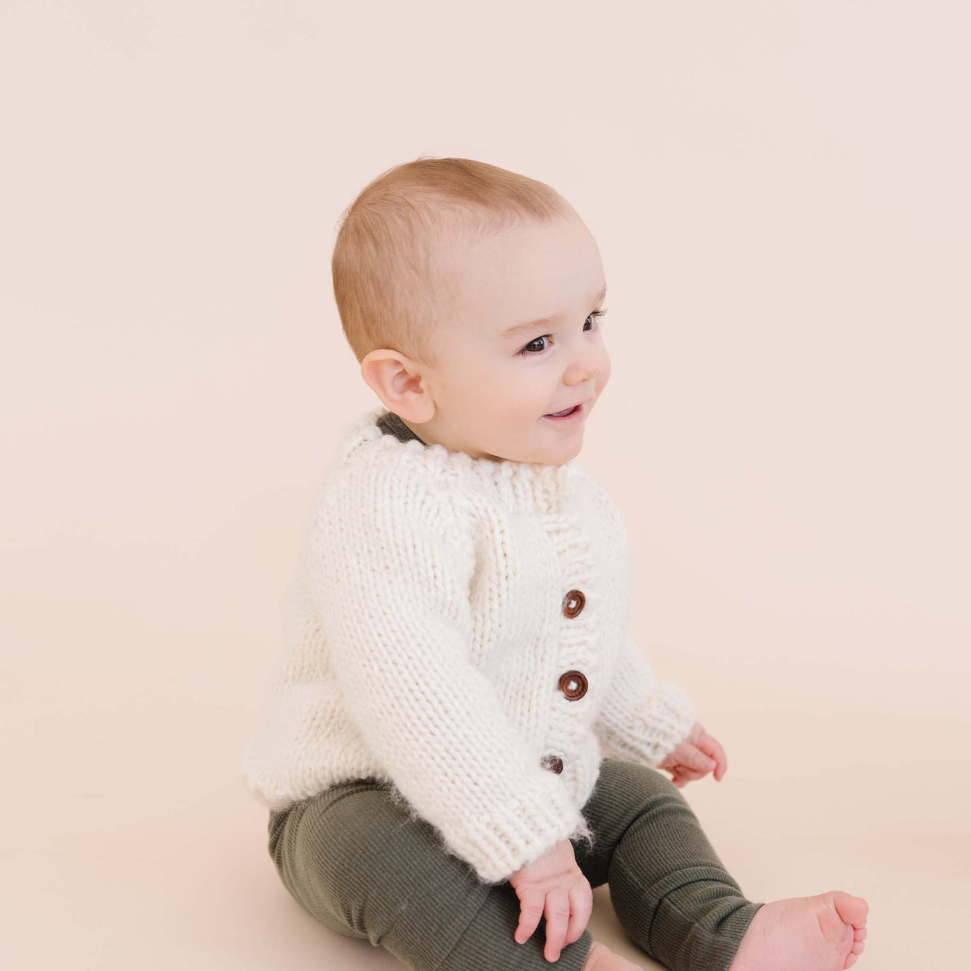 Classic Cardigan Cream Baby Sweater