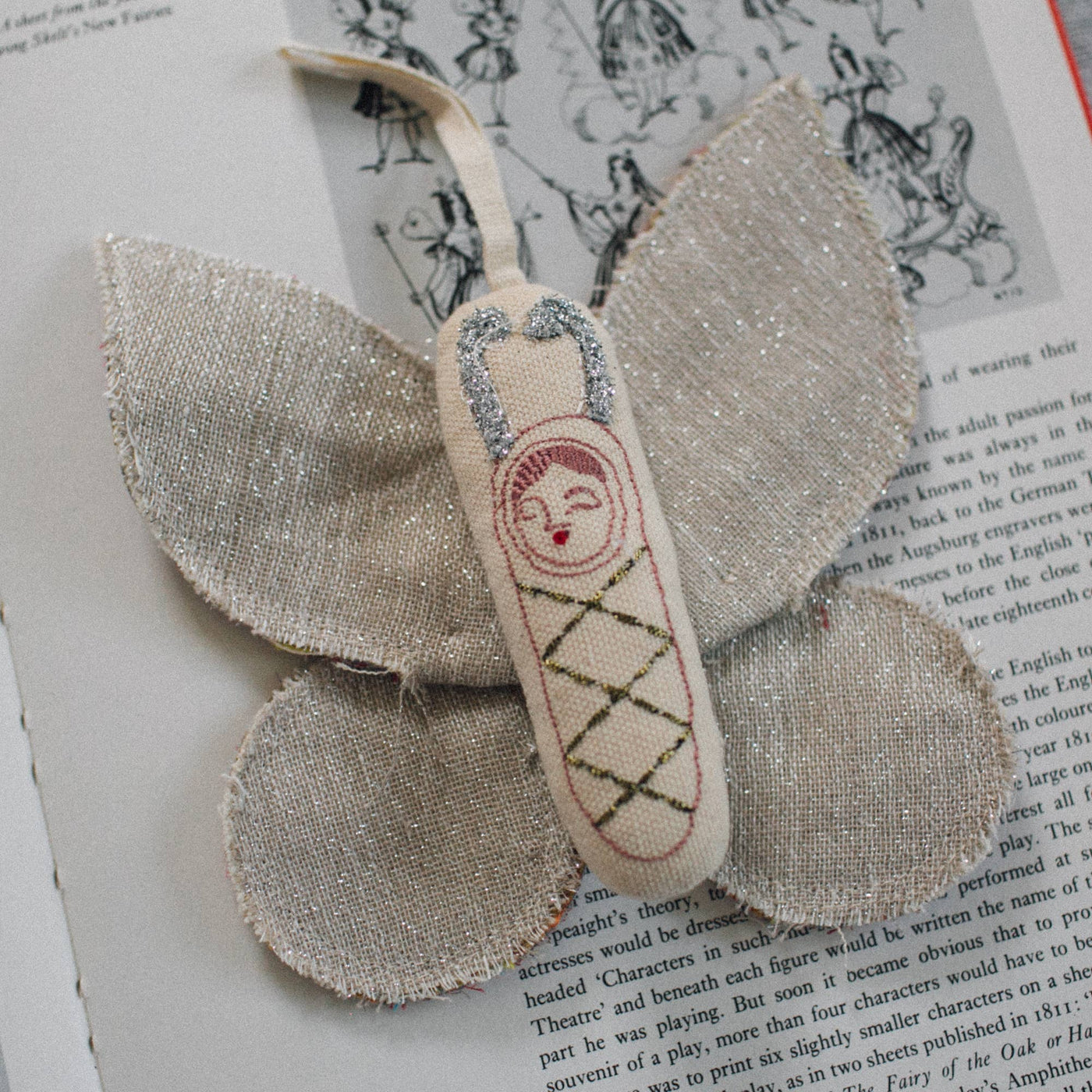 Sleepy Moth Kantha Wings Ornament