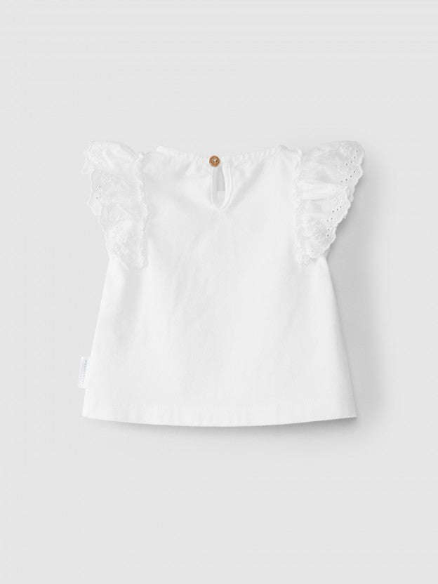 Baby Girl Frill Sleeve T-Shirt | White
