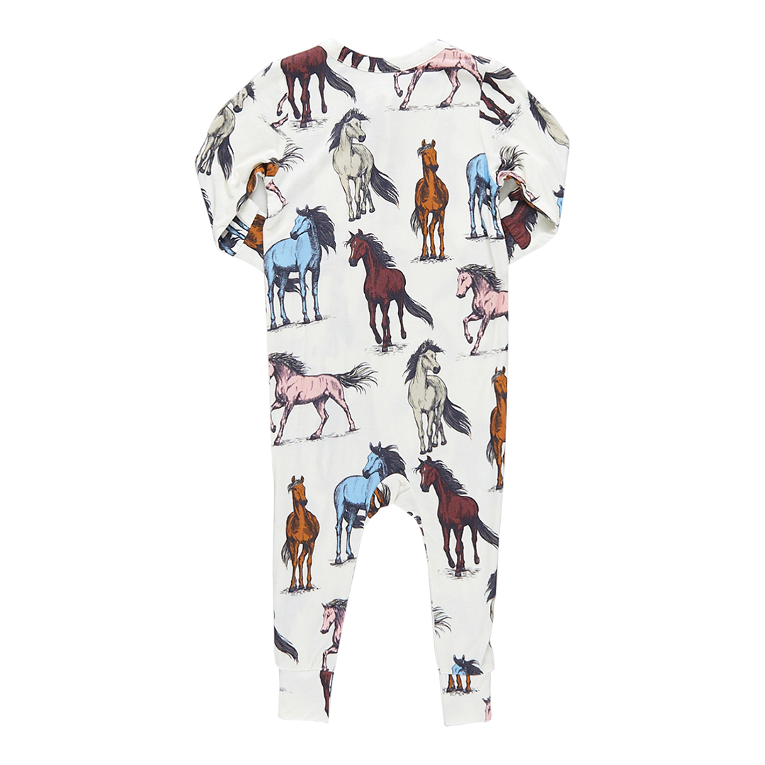 Baby Bamboo Romper in Multi Horses