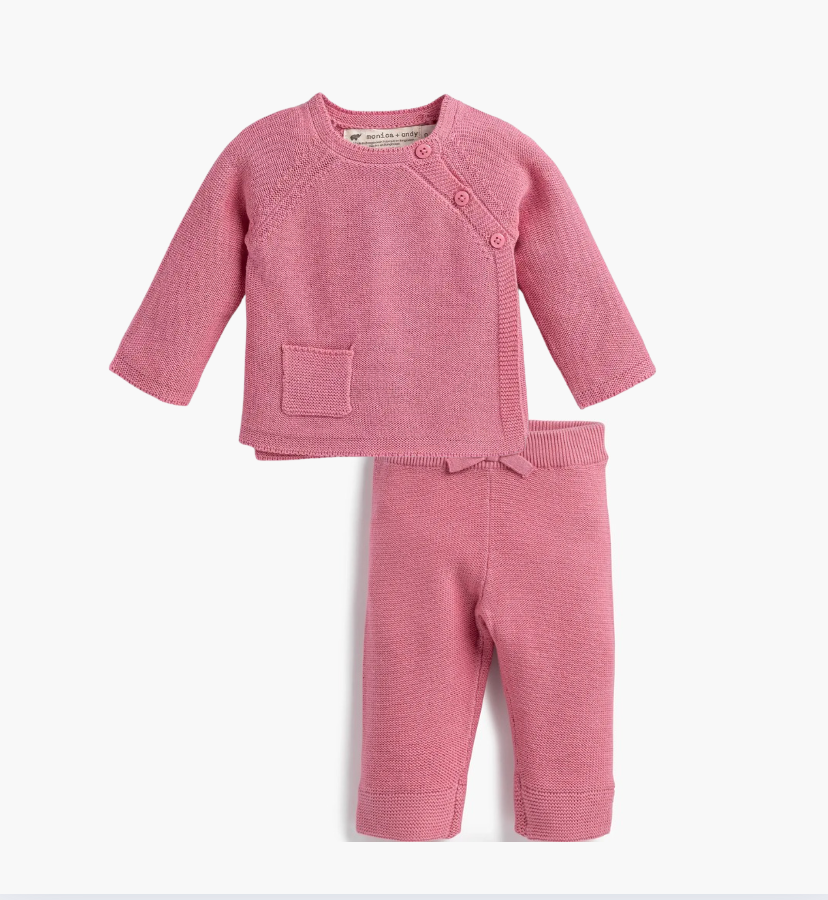 Mauve Pink Knit Baby Set