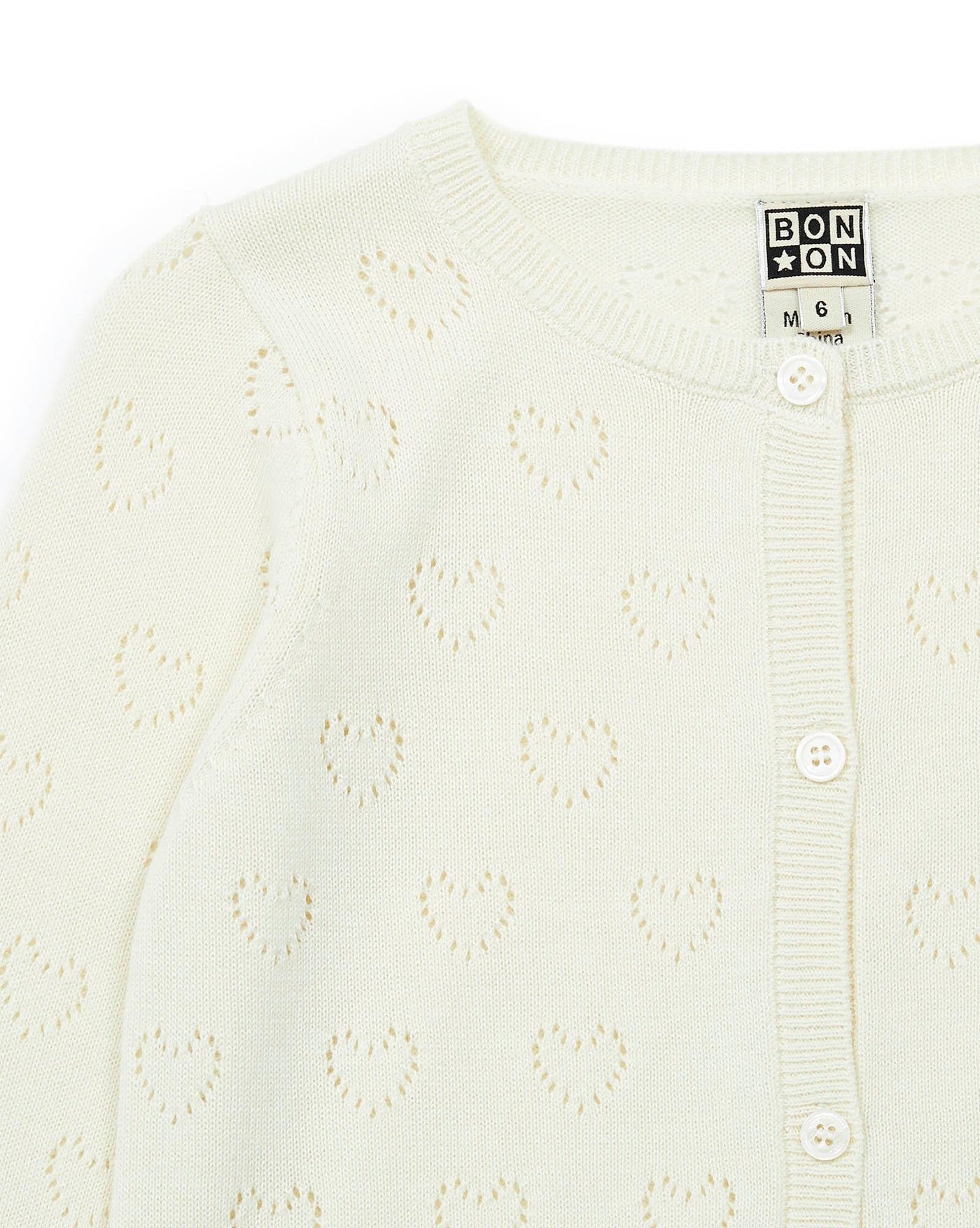 Organic Cotton Knitted Cardigan in Creme