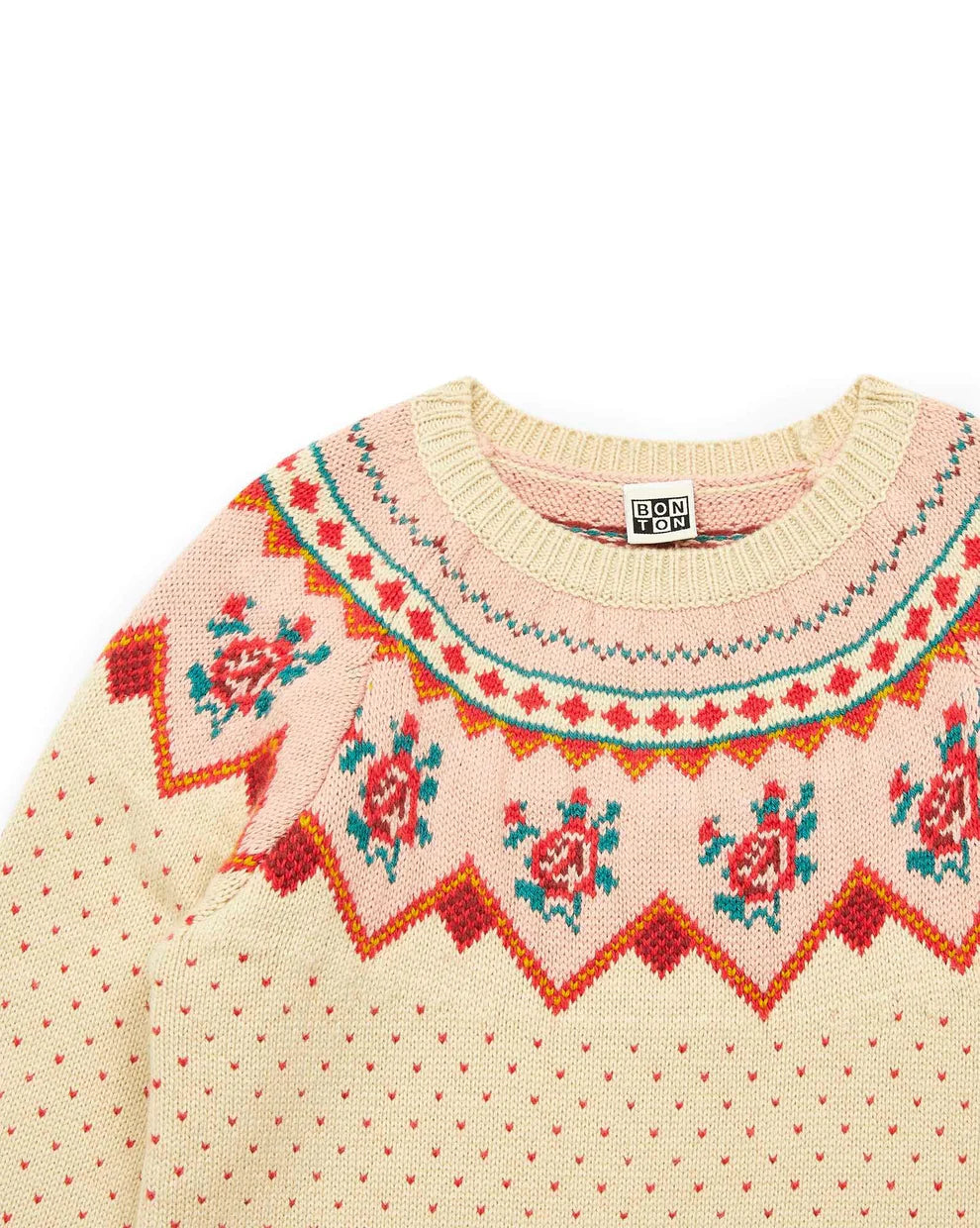 Beige Jacquard Knit Sweater Dress