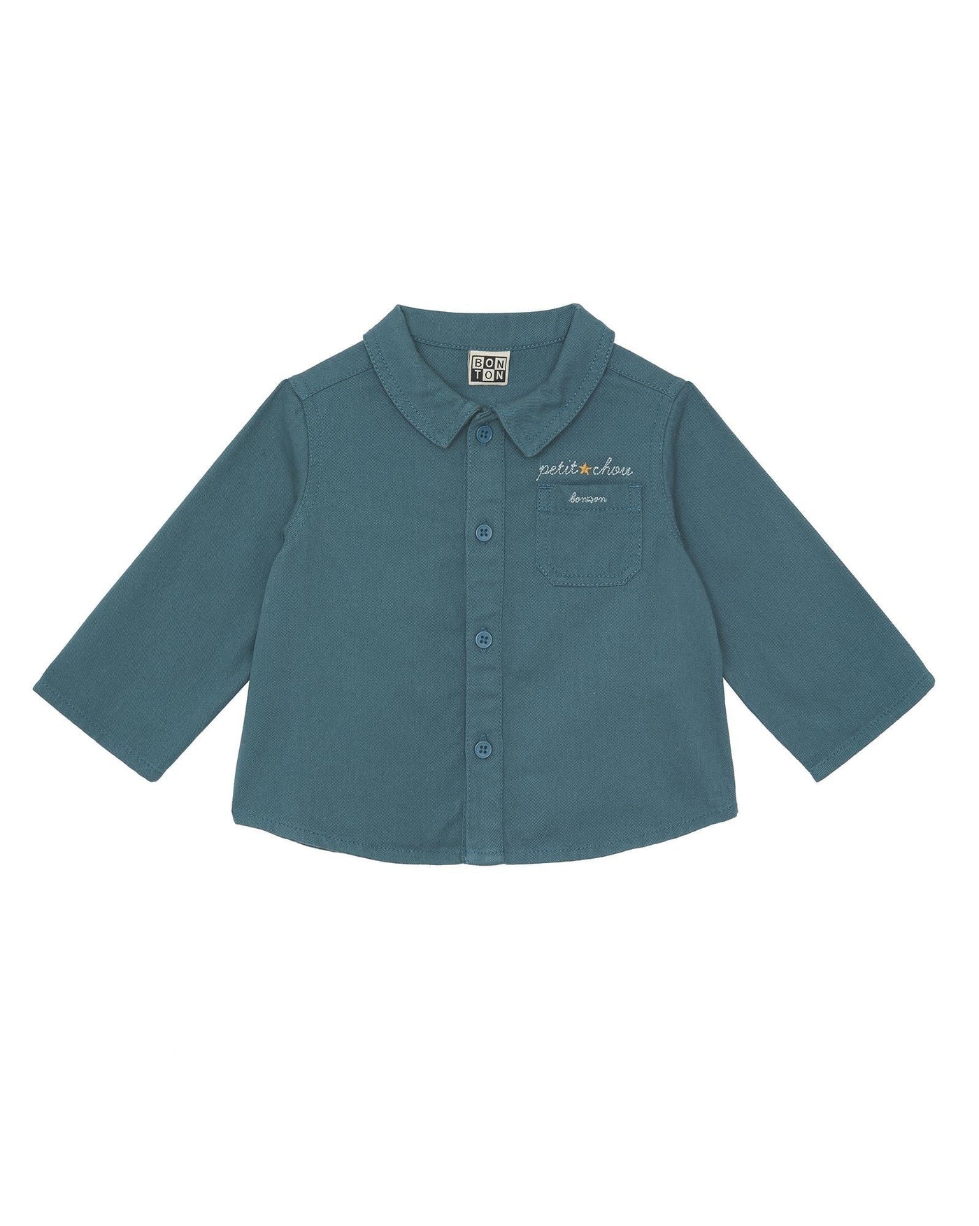 Brushed Cotton Twill Baby Shirt in River Green
