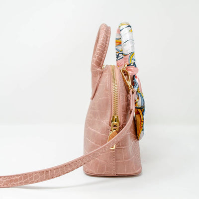 Crocodile Scarf Moon Handbag: Pink